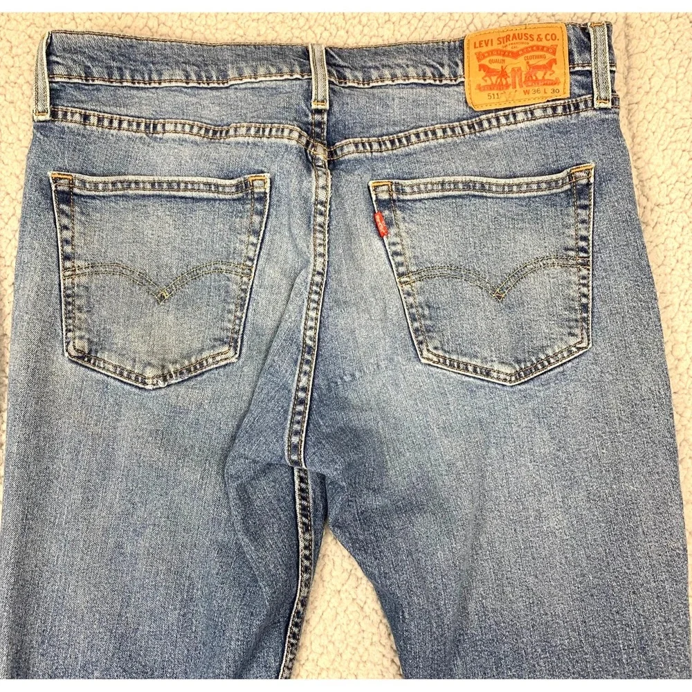 Levi's 505 511 Jeans Mens 36x30 Lot of 2 Blue Denim Distressed Straight Leg‎